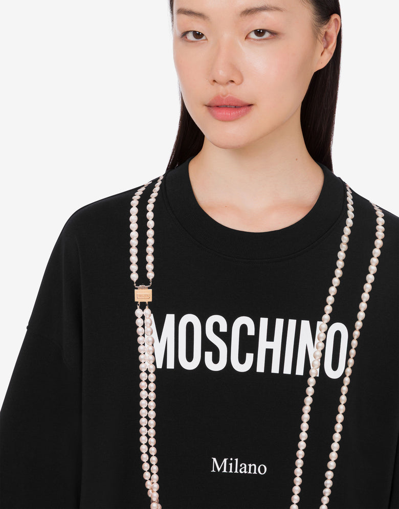 印花厚棉布连衣裙 黑色 Moschino 3