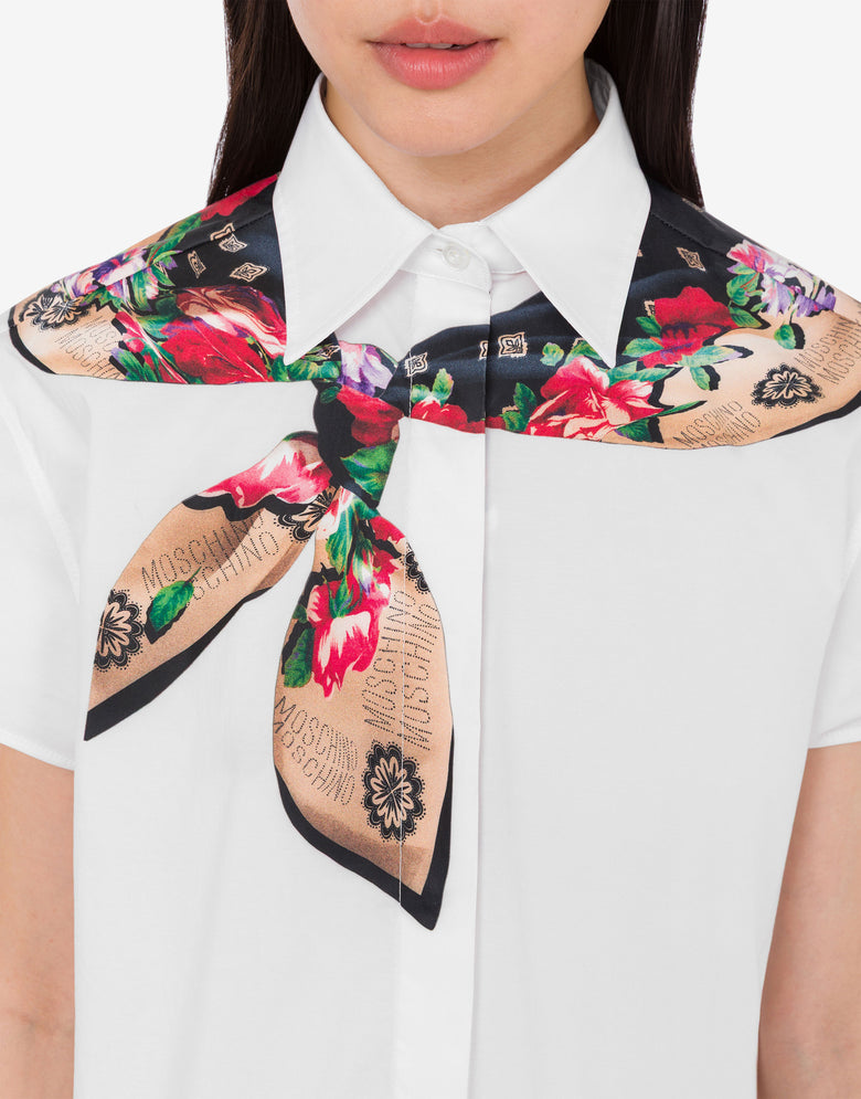 Bedrucktes Kleid aus Stretch-Baumwollpopeline Weiß Moschino 1