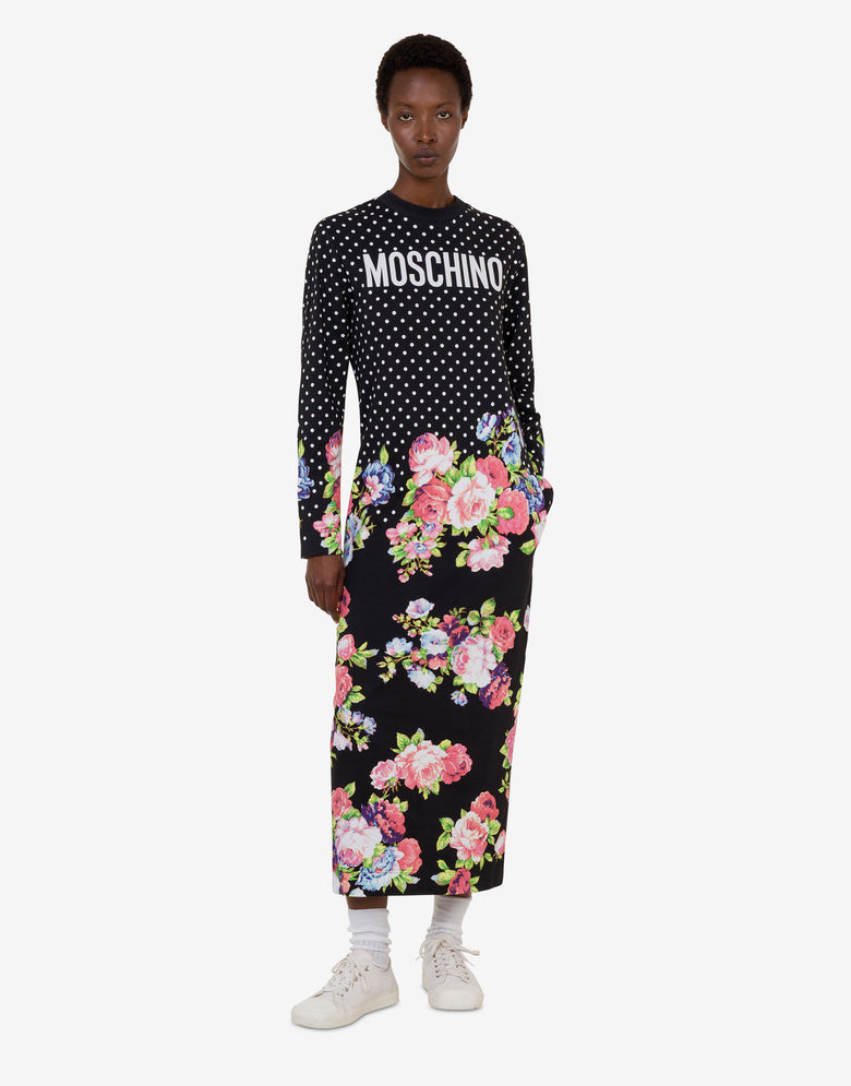 印花厚棉布连衣裙 黑色 Moschino 1