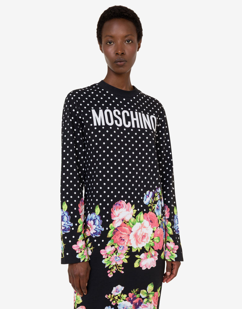 印花厚棉布连衣裙 黑色 Moschino 3
