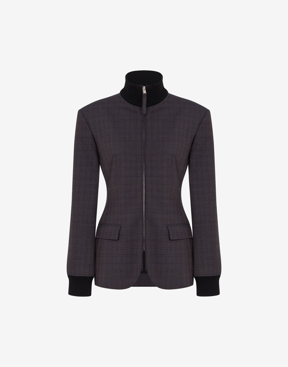 Stretch wool blend cloth jacket Dark brown Moschino 0