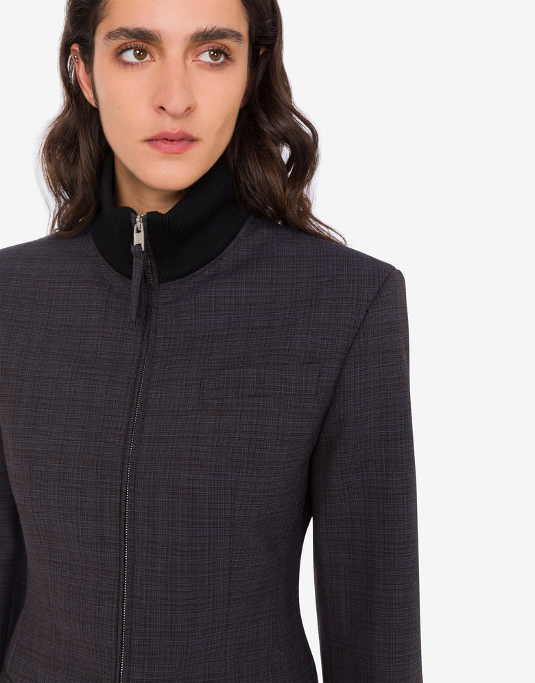 Stretch wool blend cloth jacket Dark brown Moschino 3