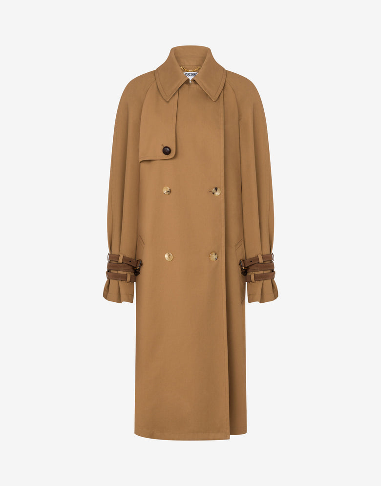 Trench en gabardine de coton mélangé Marron Moschino 3
