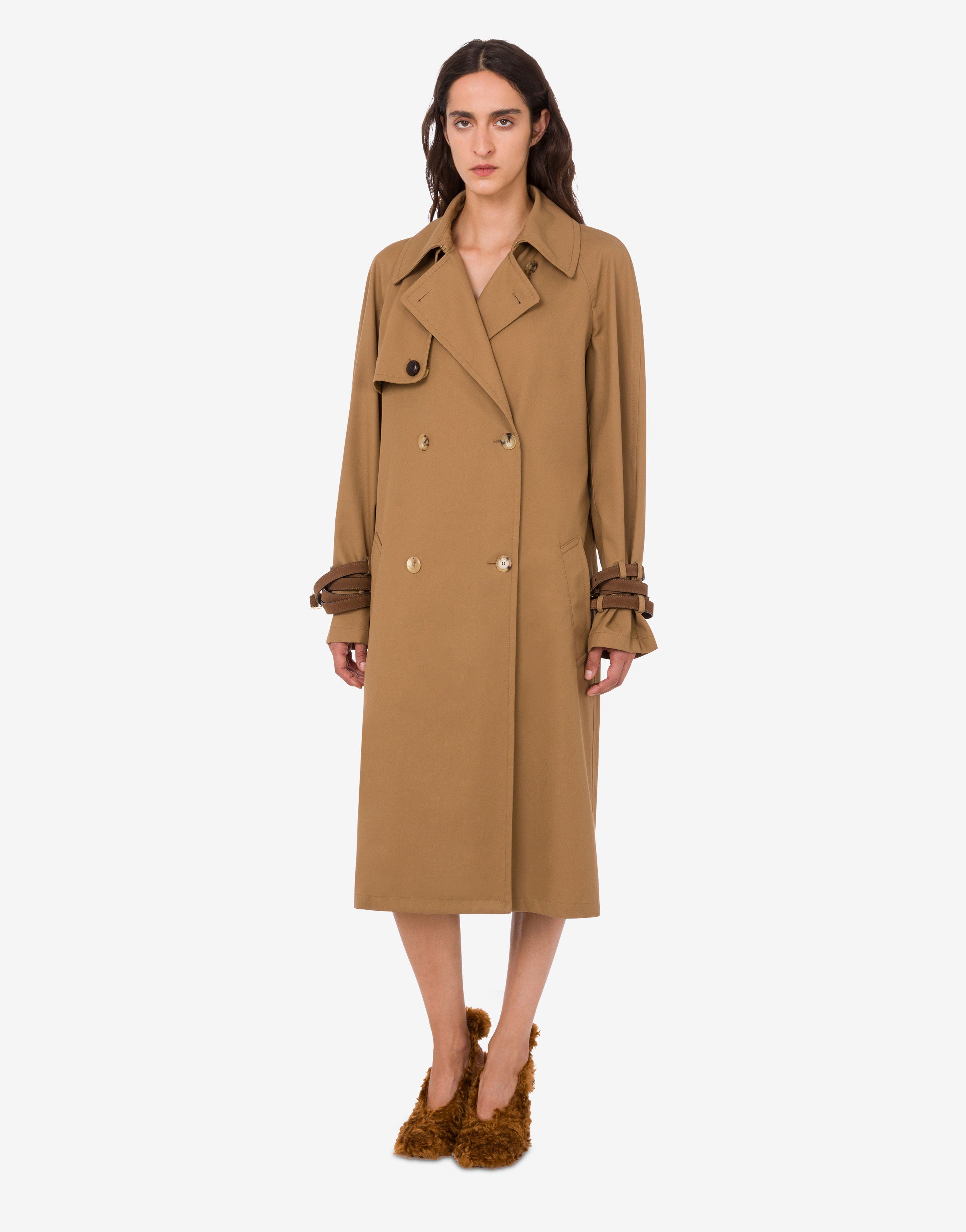 Cotton blend gabardine trench coat