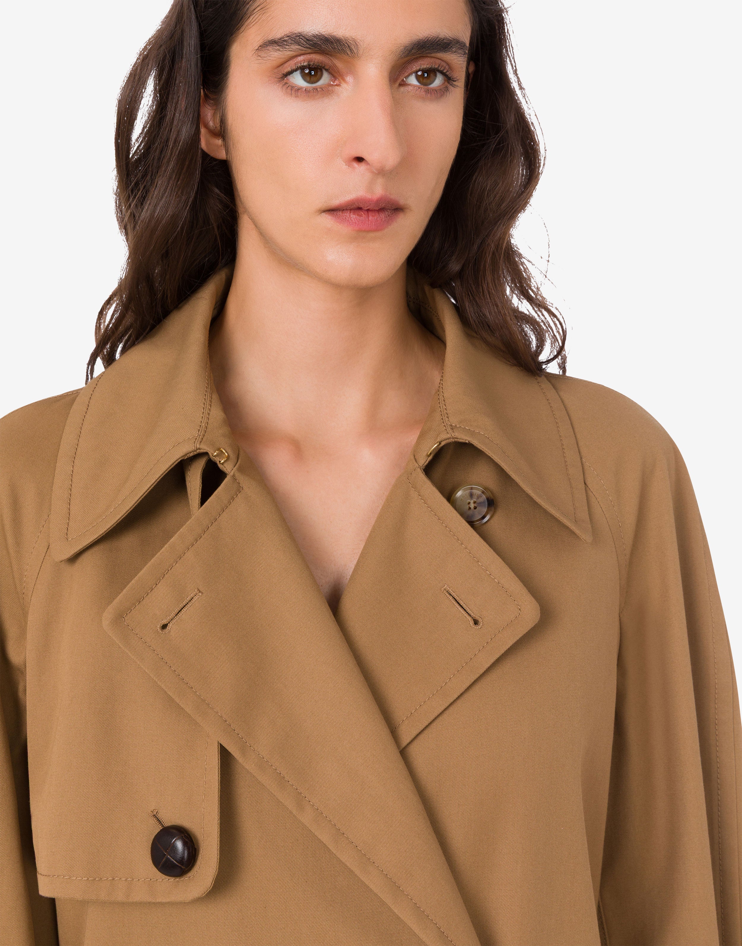 Cotton blend gabardine trench coat | Moschino