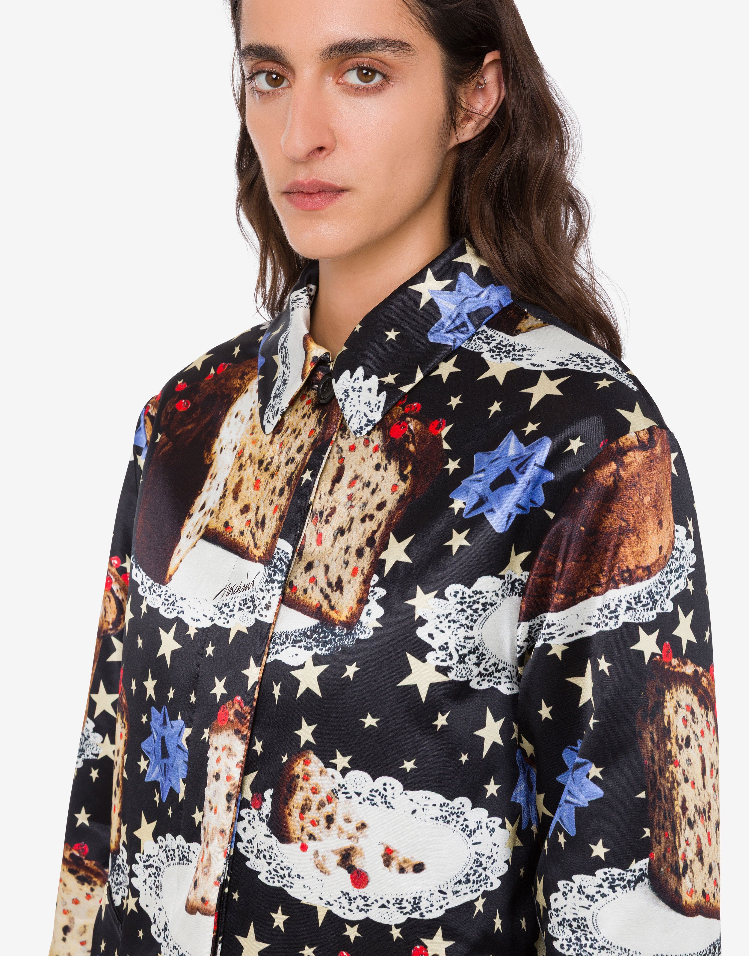 Printed cotton blend coat | Moschino