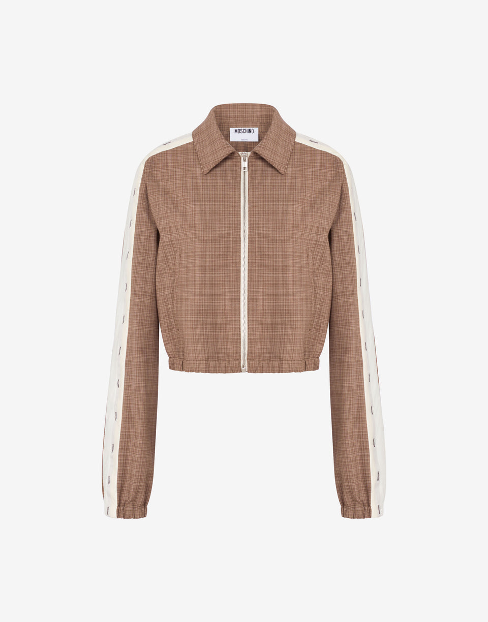 Stretch wool blend cloth jacket Brown Moschino 0