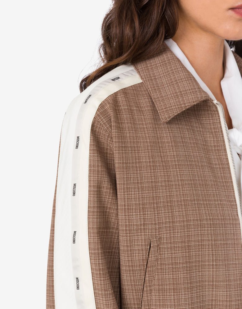 Stretch wool blend cloth jacket Brown Moschino 3