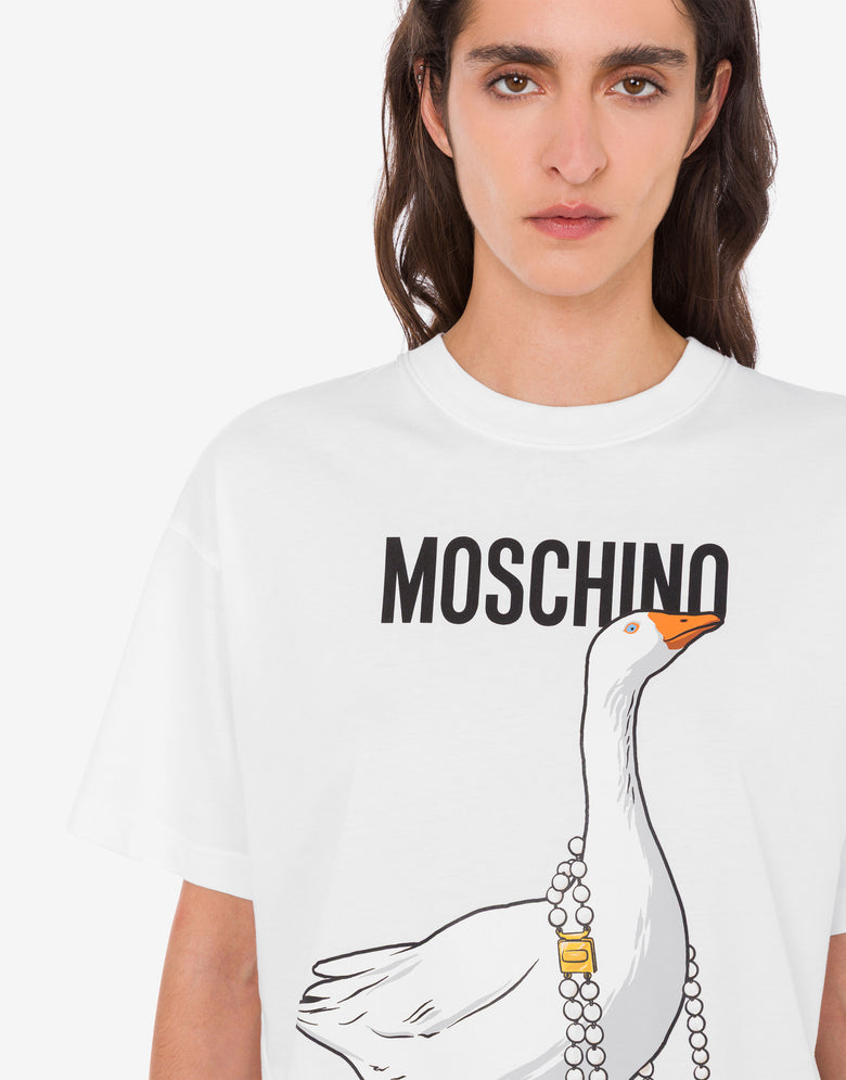 Goose organic cotton jersey T-shirt White Moschino 1