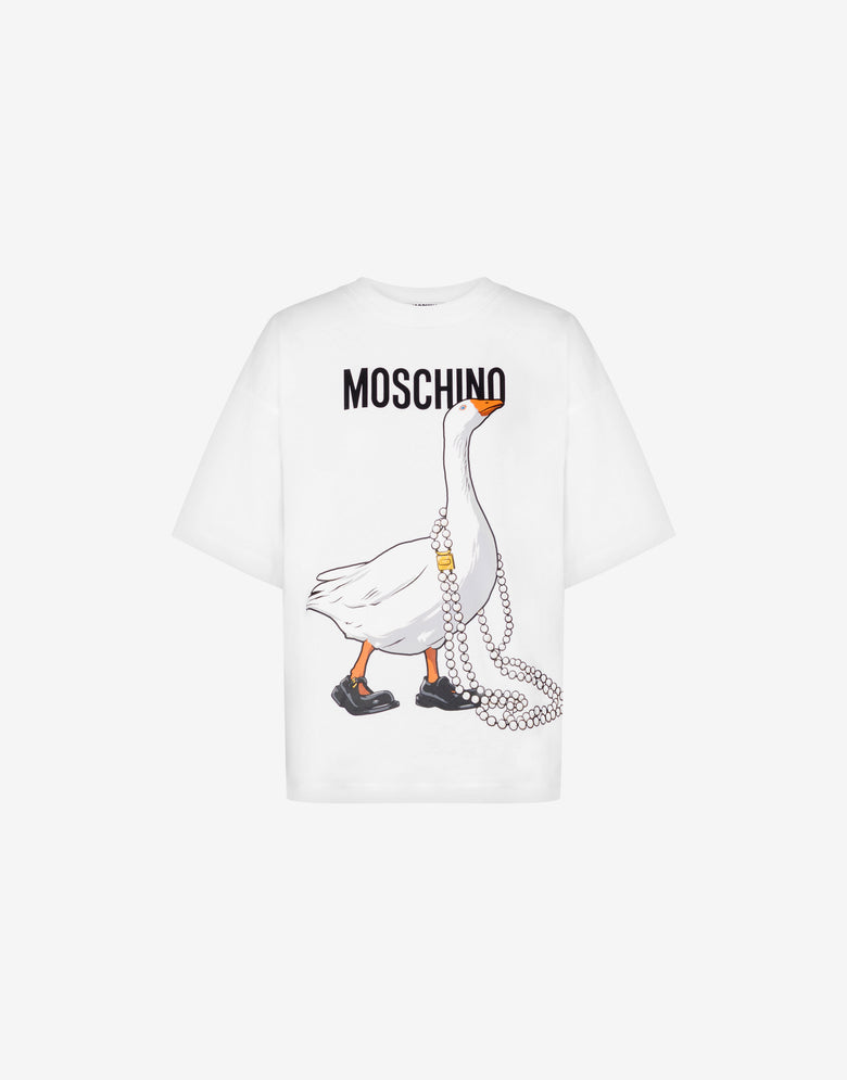 Goose organic cotton jersey T-shirt White Moschino 4