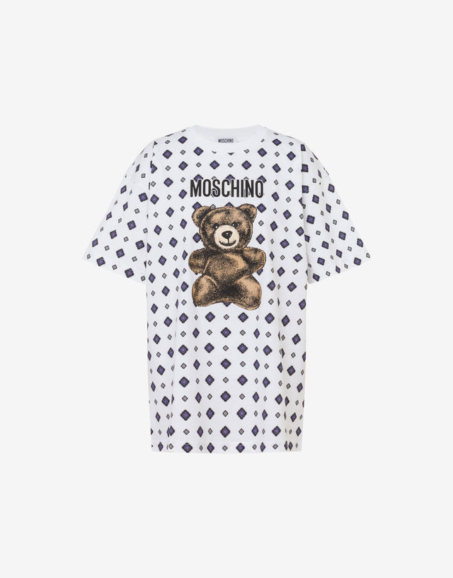 T-shirt in jersey di cotone organico Moschino Teddy Bear Bianco Moschino 0