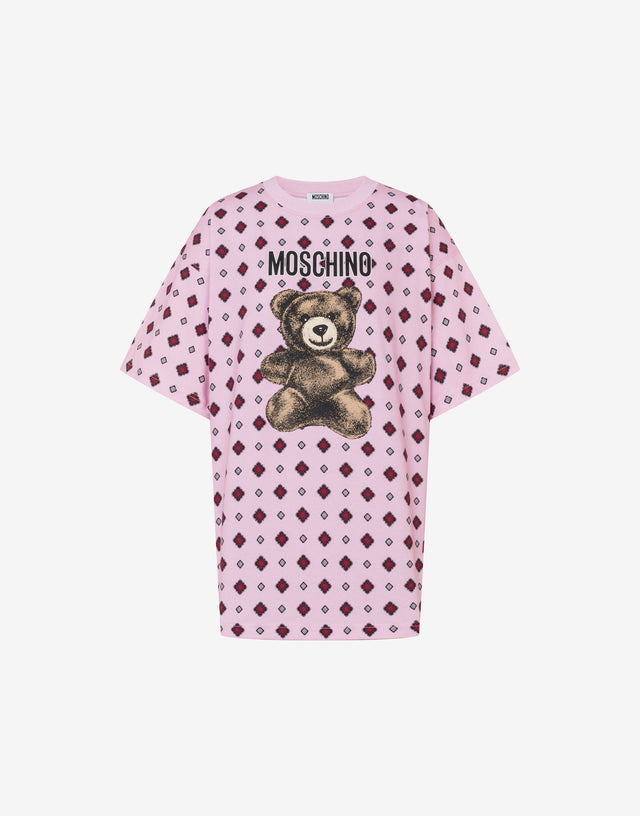 T-shirt in jersey di cotone organico Moschino Teddy Bear Rosa chiaro Moschino 0