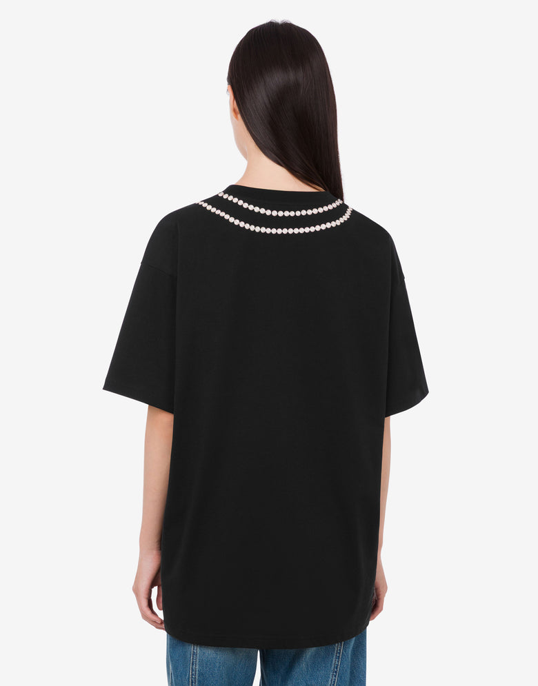 印花有机棉针织 T 恤 黑色 Moschino 3