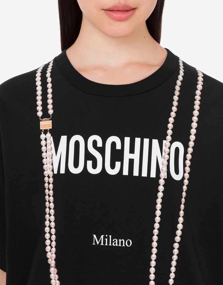 Printed organic cotton jersey T-shirt Black Moschino 1