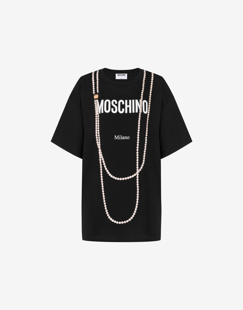 Printed organic cotton jersey T-shirt Black Moschino 4