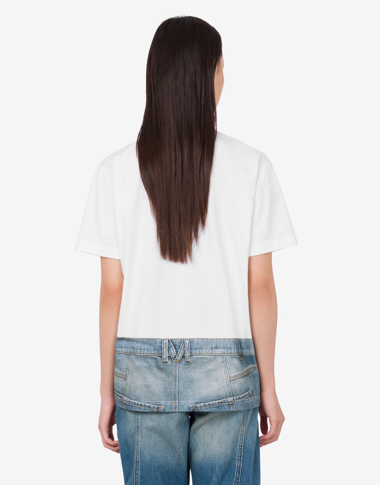 Camiseta estampada de punto de algodón orgánico Blanco Moschino 3