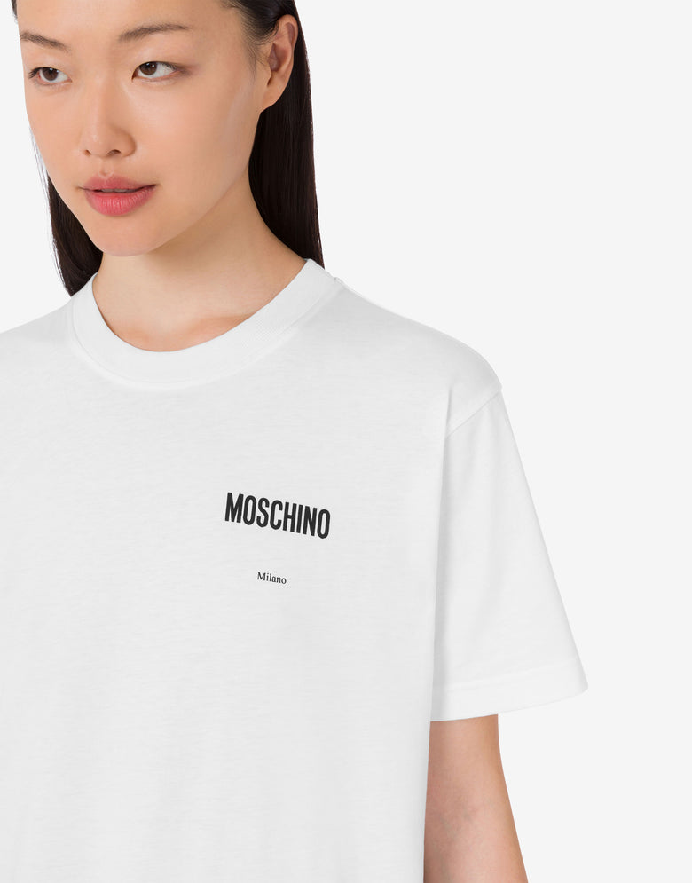 Camiseta estampada de punto de algodón orgánico Blanco Moschino 4