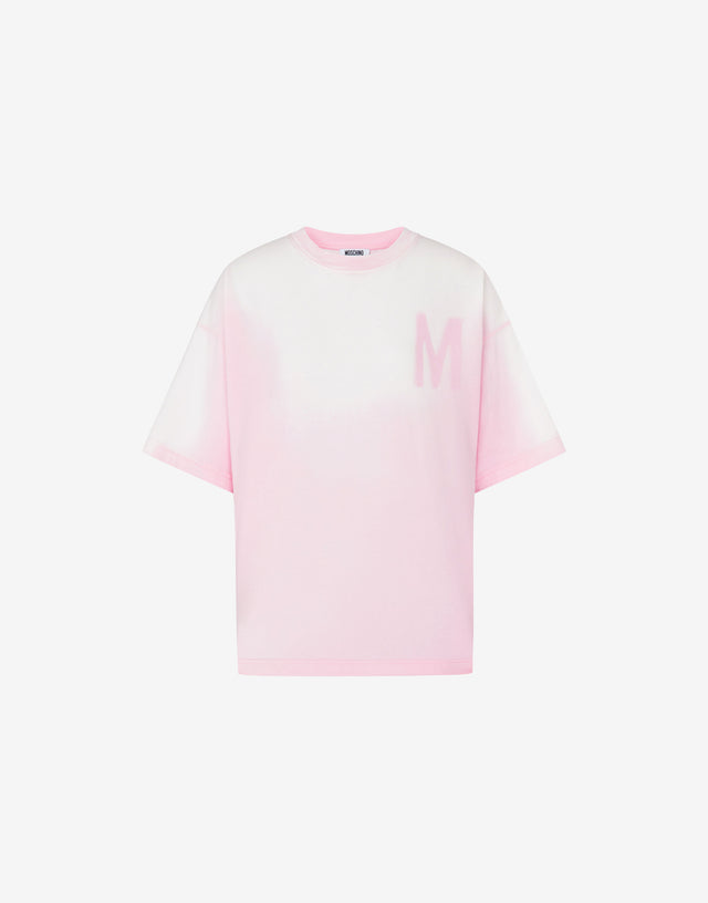 Camiseta estampada de punto de algodón orgánico Rosa pastel Moschino 0