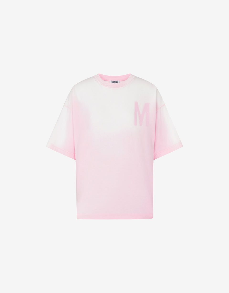 Camiseta estampada de punto de algodón orgánico Rosa pastel Moschino 0
