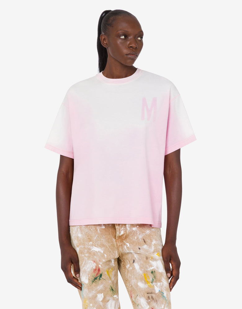 Camiseta estampada de punto de algodón orgánico Rosa pastel Moschino 2