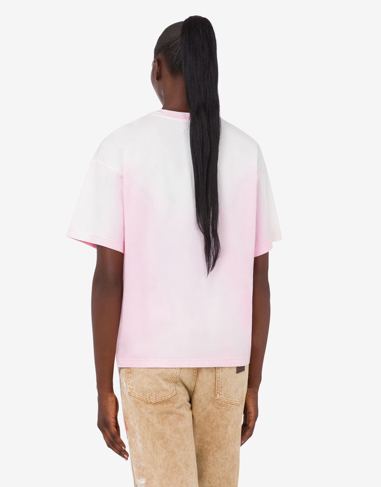 Camiseta estampada de punto de algodón orgánico Rosa pastel Moschino 3