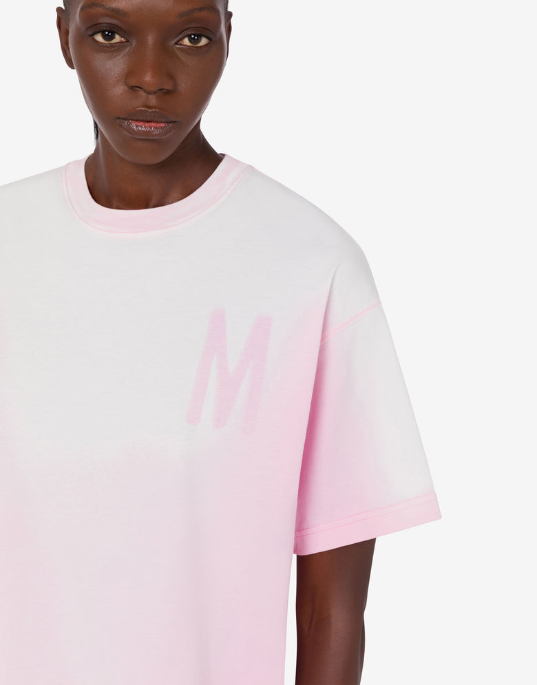 Camiseta estampada de punto de algodón orgánico Rosa pastel Moschino 4