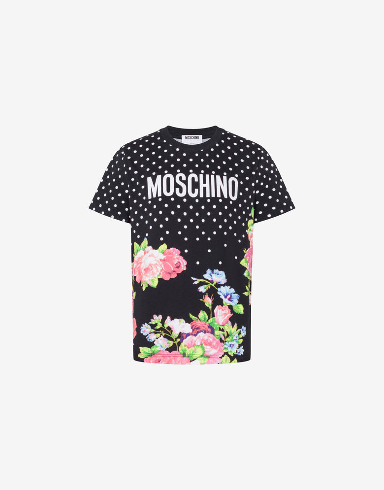 T-shirt in jersey di cotone organico stampata Nero Moschino 4