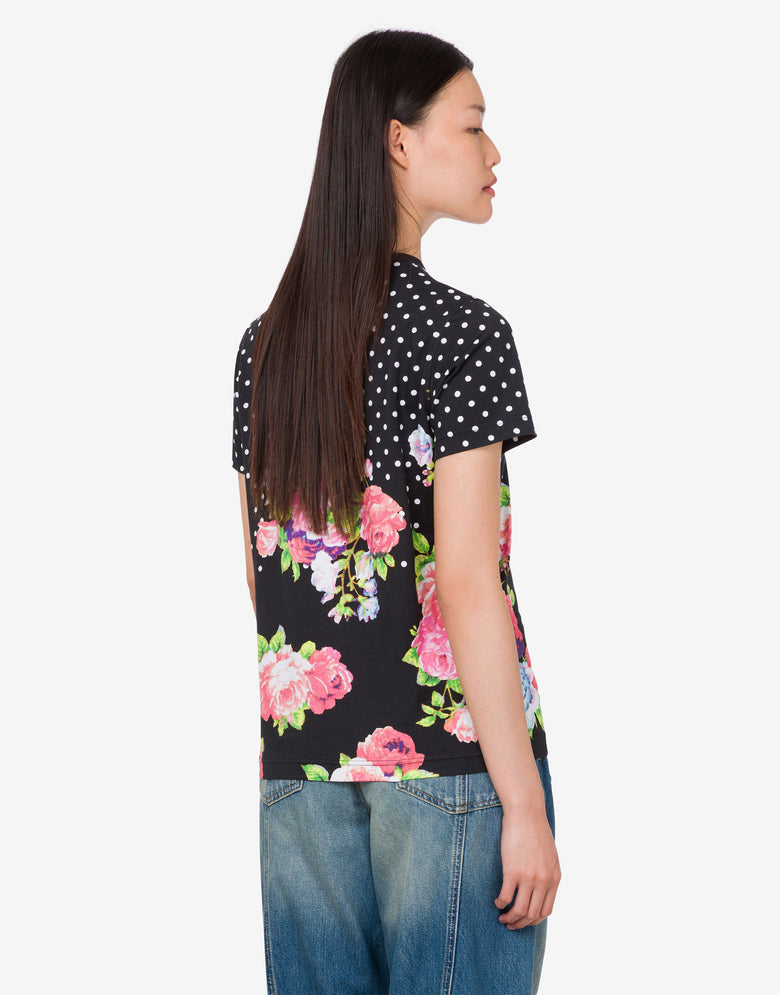 Camiseta estampada de punto de algodón orgánico Negro Moschino 3