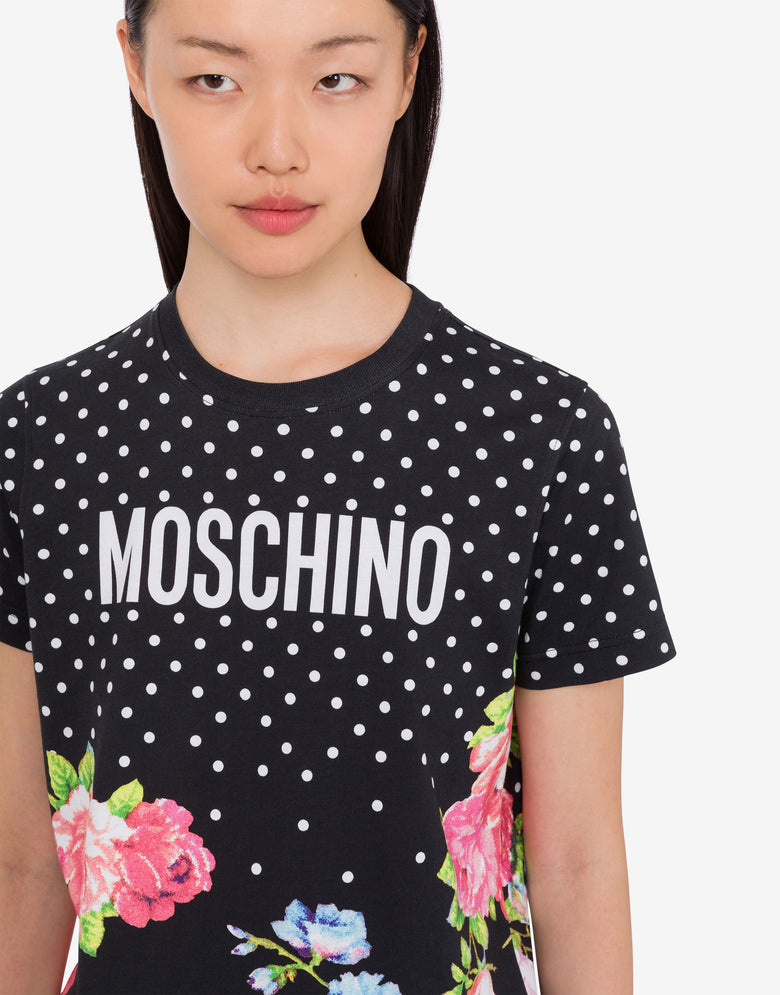 Camiseta estampada de punto de algodón orgánico Negro Moschino 4