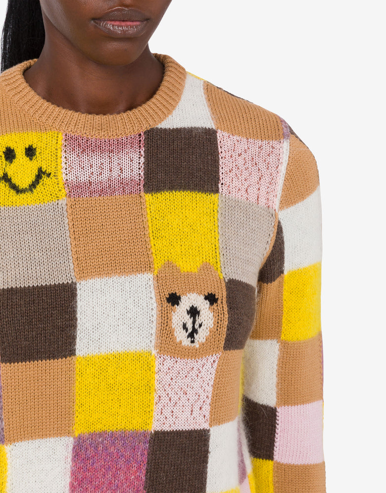 Wool and cashmere blend pullover Multicoloured Moschino 4
