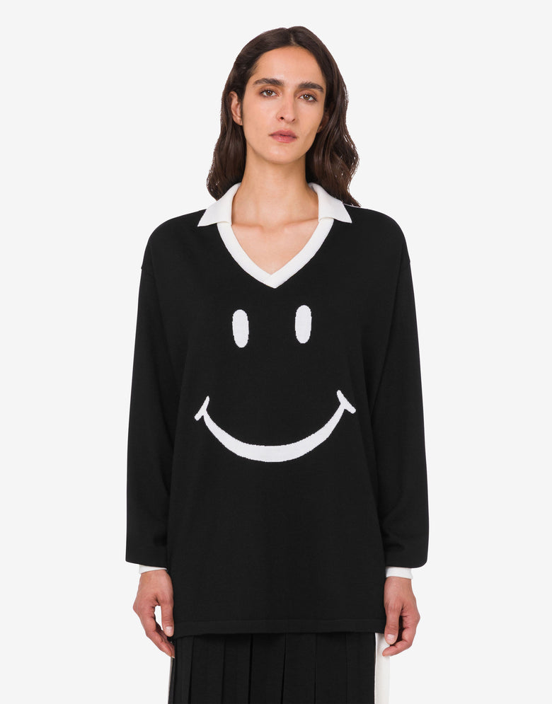 Smiley® 超细美利奴羊毛衫 黑色 Moschino 2