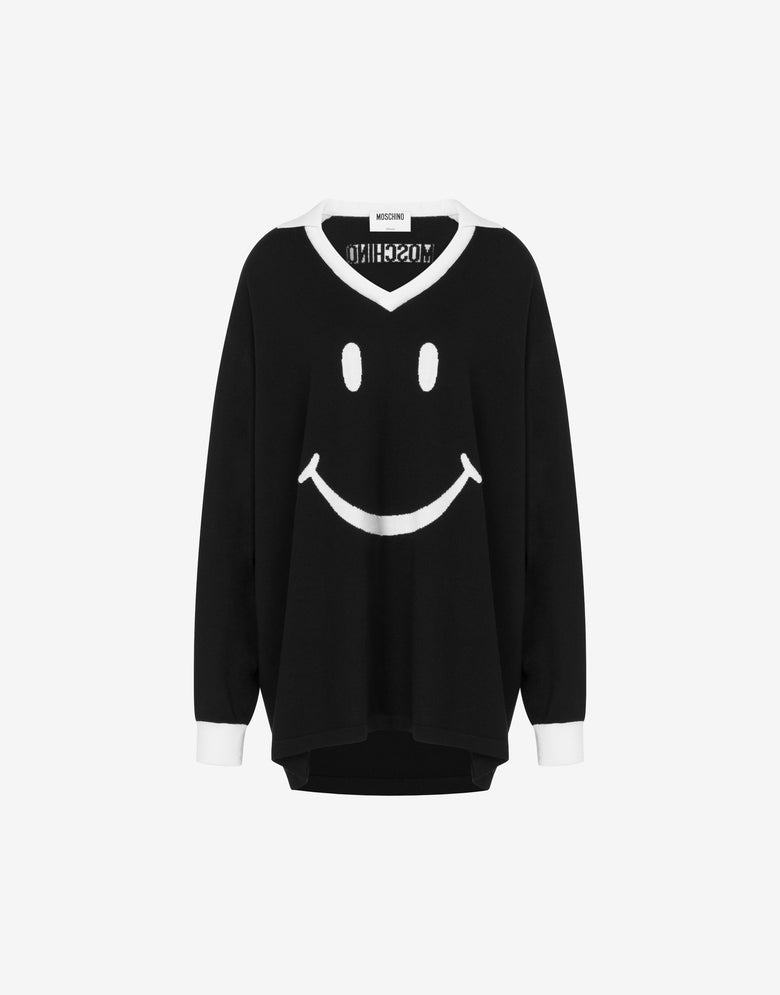 Smiley® extra-fine merino wool sweater Black Moschino 4