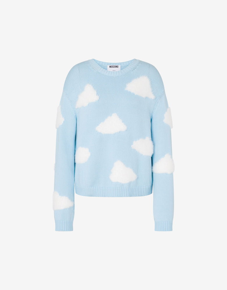 Archive Clouds organic cotton blend pullover Azure Moschino 4