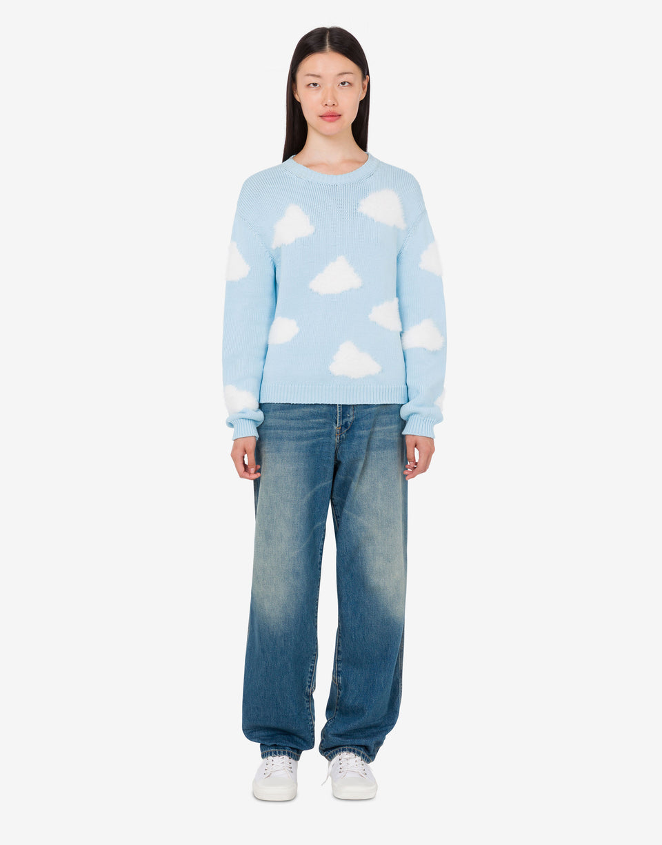 Archive Clouds organic cotton blend pullover Azure Moschino 0