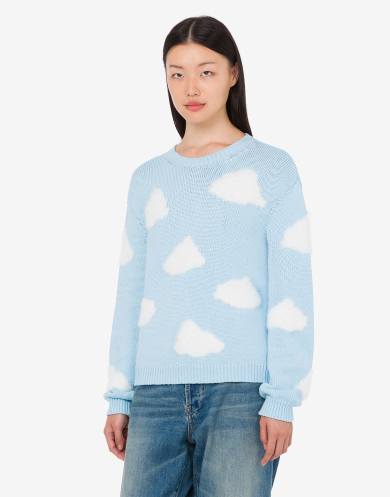 Archive Clouds organic cotton blend pullover Azure Moschino 1