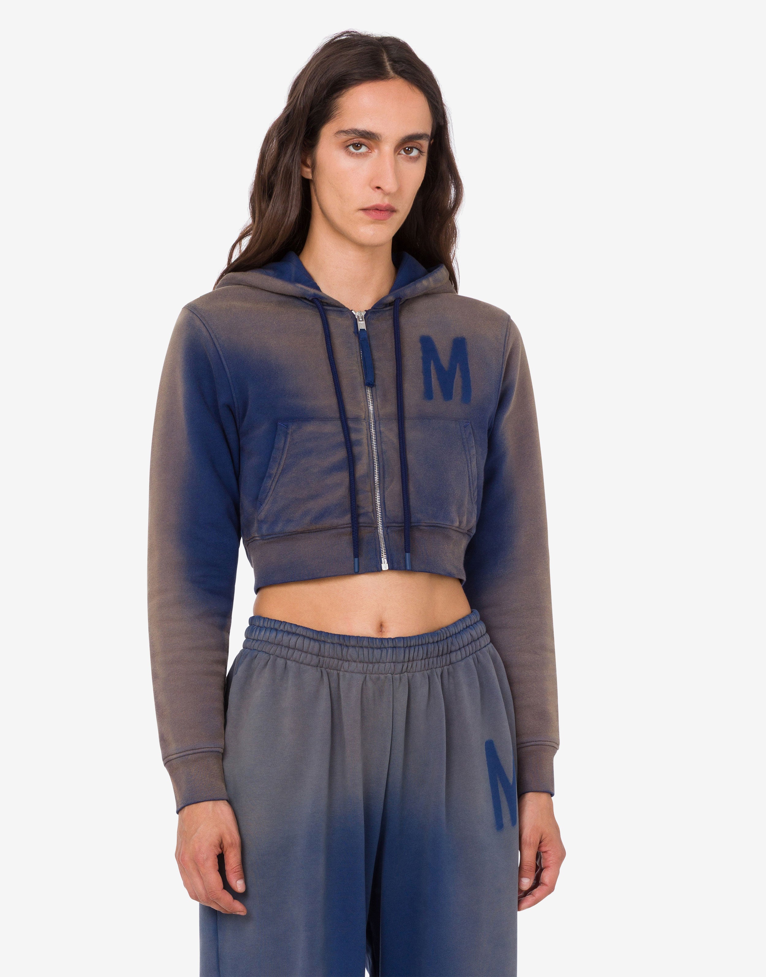 Printed organic cotton crop sweatshirt