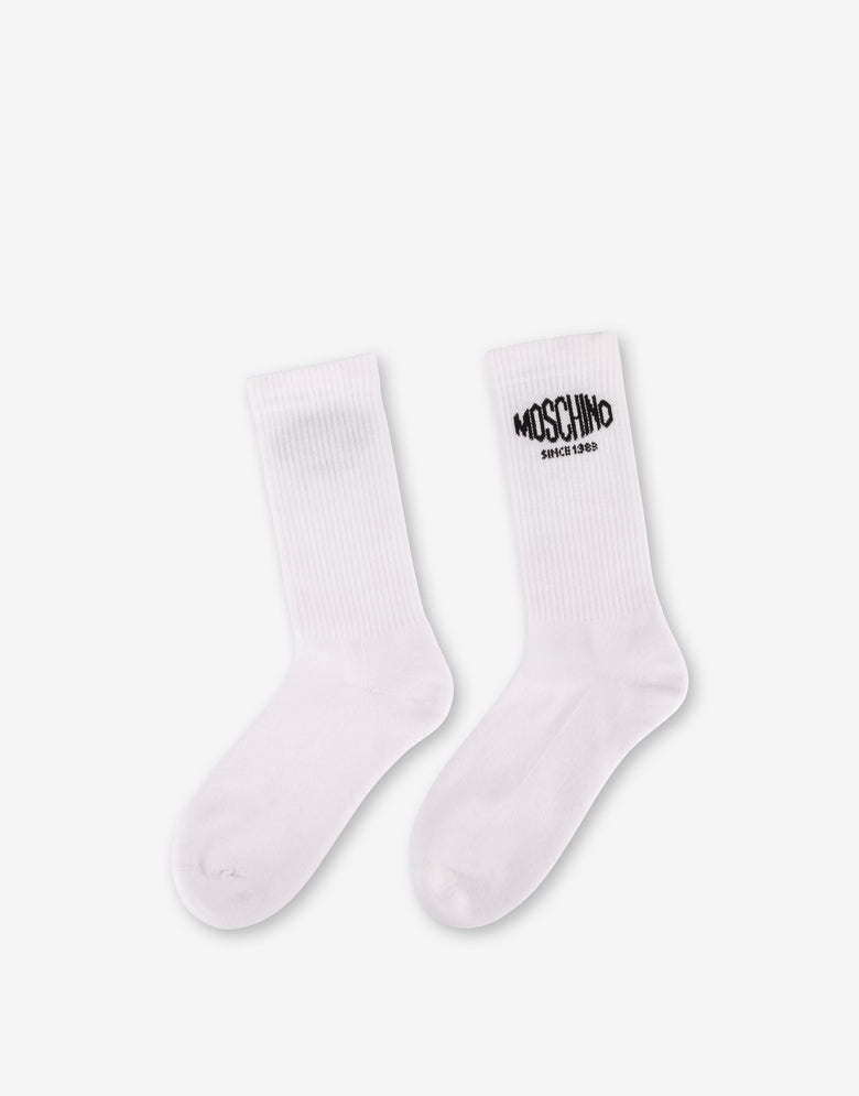 Calcetines de rizo bordados Blanco Moschino 1