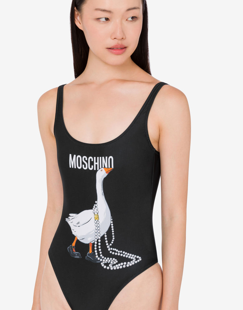 莱卡鹅纹连体泳衣 黑色 Moschino 3