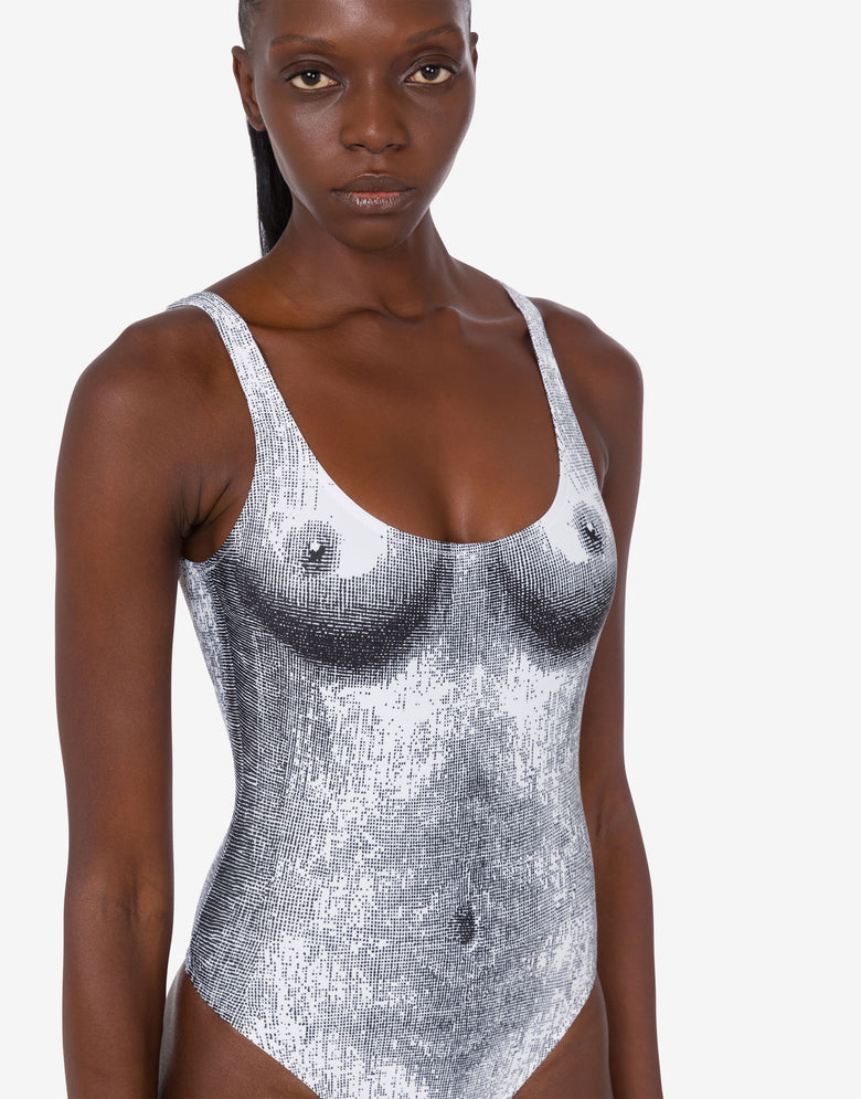 印花莱卡连体泳衣 灰色 Moschino 3