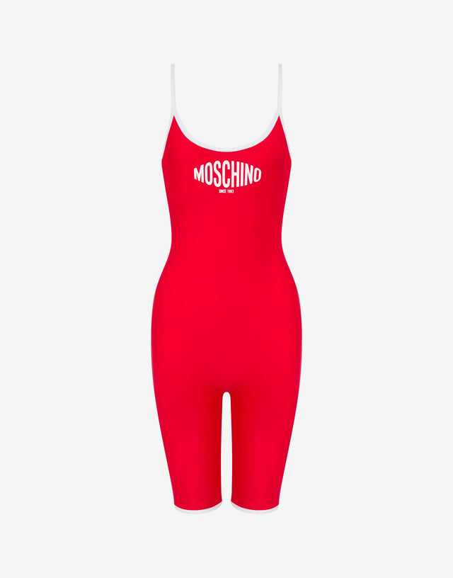 Costume intero in lycra stampato Rosso brillante Moschino 0