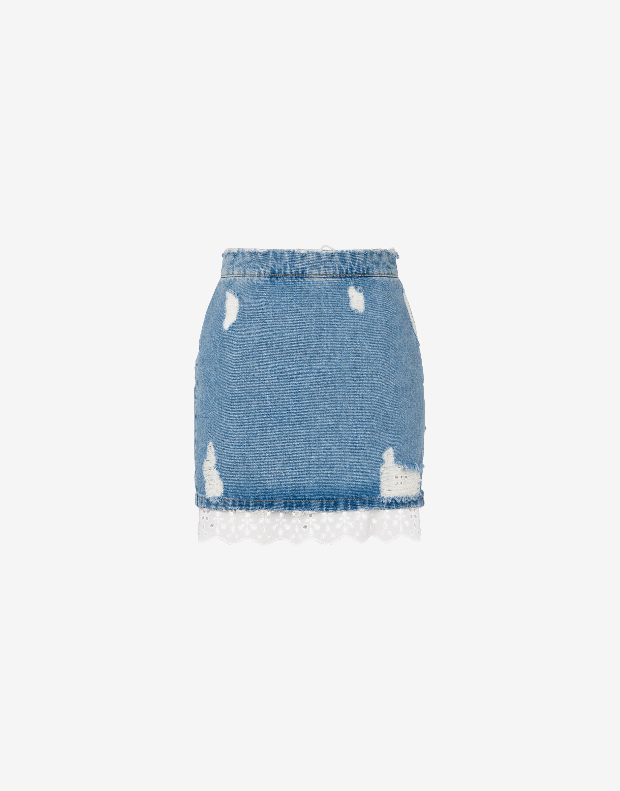 Mini-jupe en denim de coton