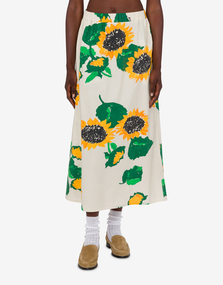 Printed cotton poplin skirt White Moschino Jeans 1