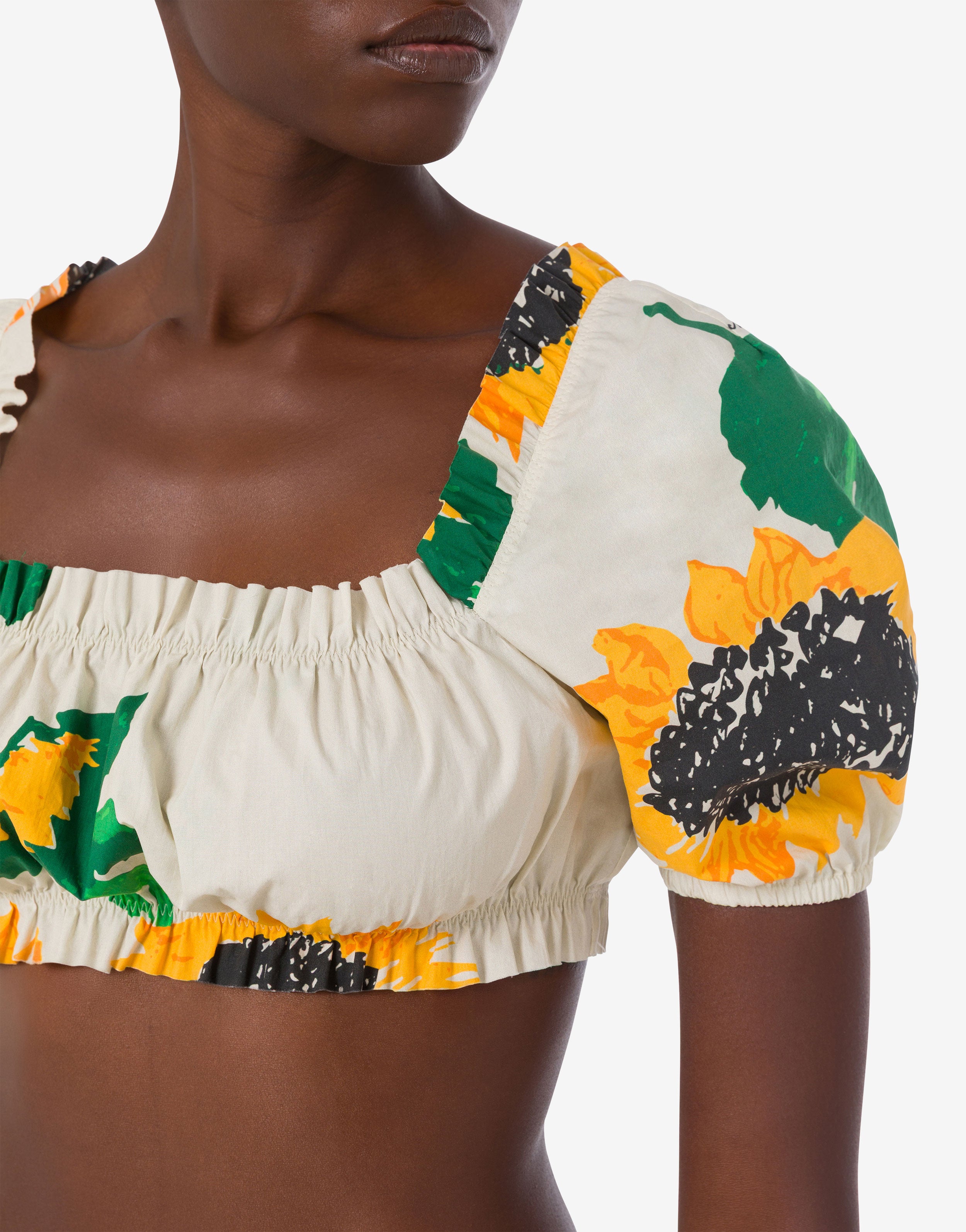 Printed cotton poplin crop top Moschino Jeans | Moschino