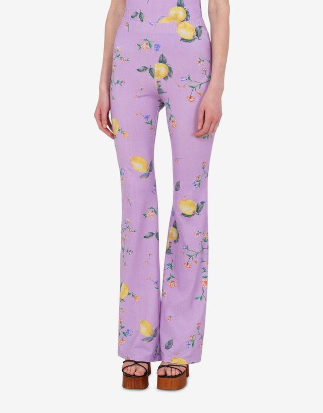 Printed technical jersey leggings Light purple Moschino Jeans 1