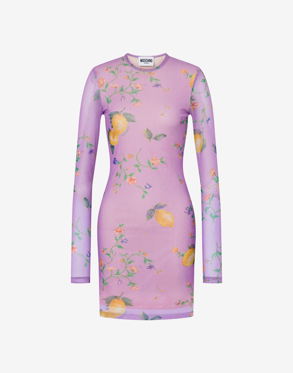 Printed mesh dress Lilac Moschino Jeans 0