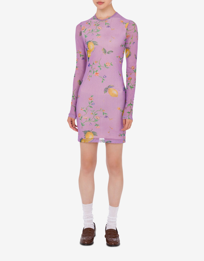 Printed mesh dress Lilac Moschino Jeans 1