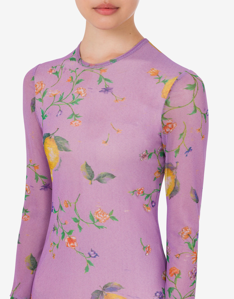 Printed mesh dress Lilac Moschino Jeans 3