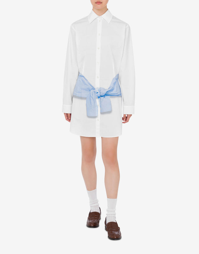 Robe en popeline de coton imprimée Blanc Moschino Jeans 1