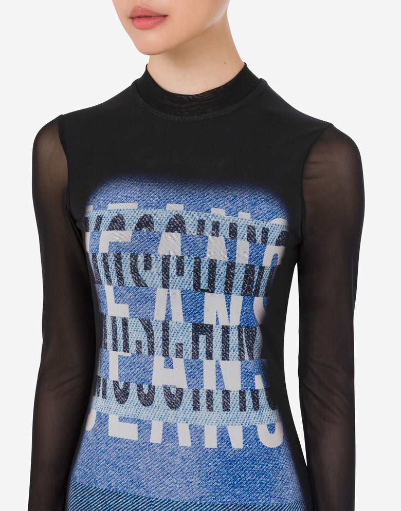 印花网眼连衣裙 黑色 Moschino Jeans 3