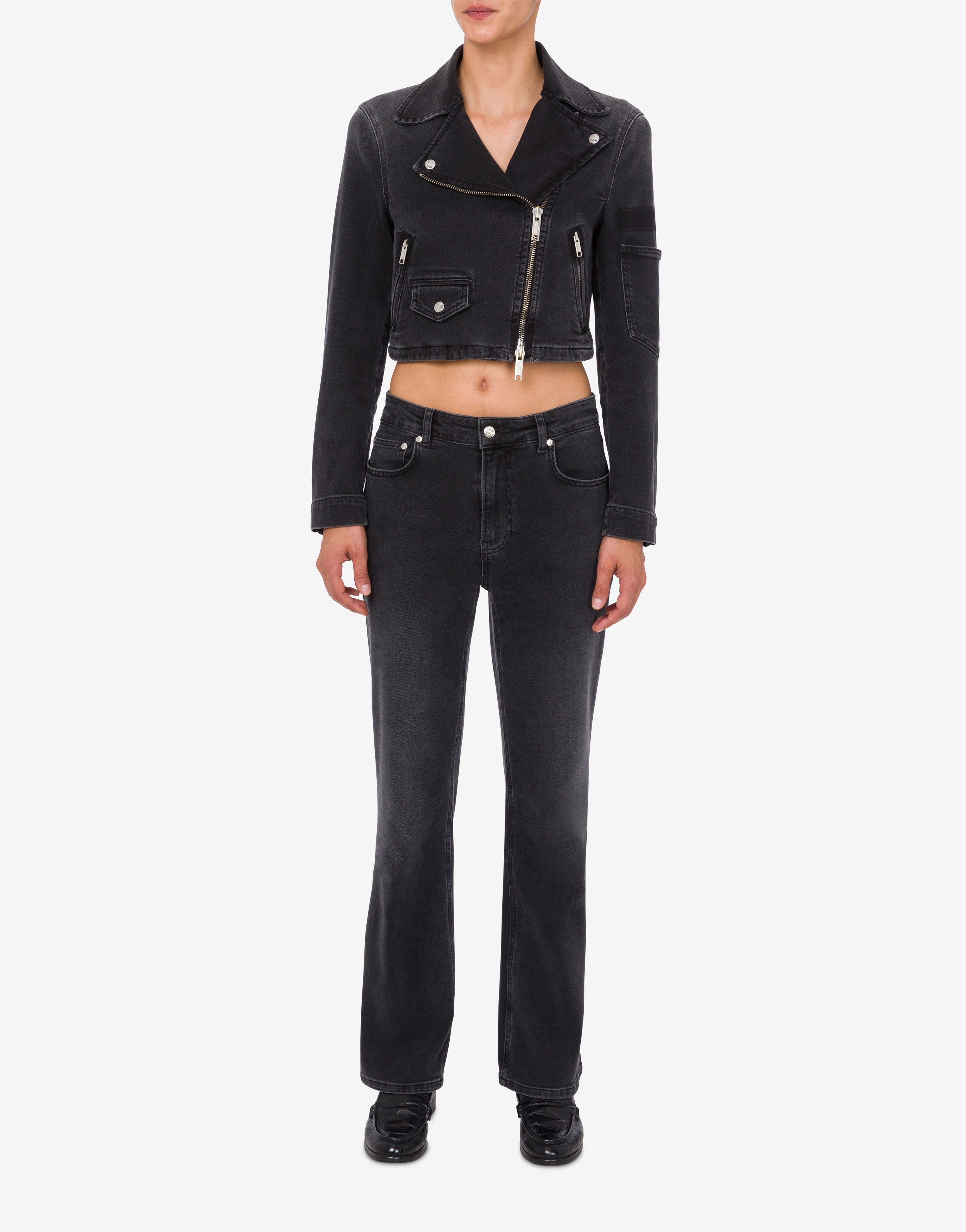 Stretch denim biker jacket Moschino Jeans | Moschino